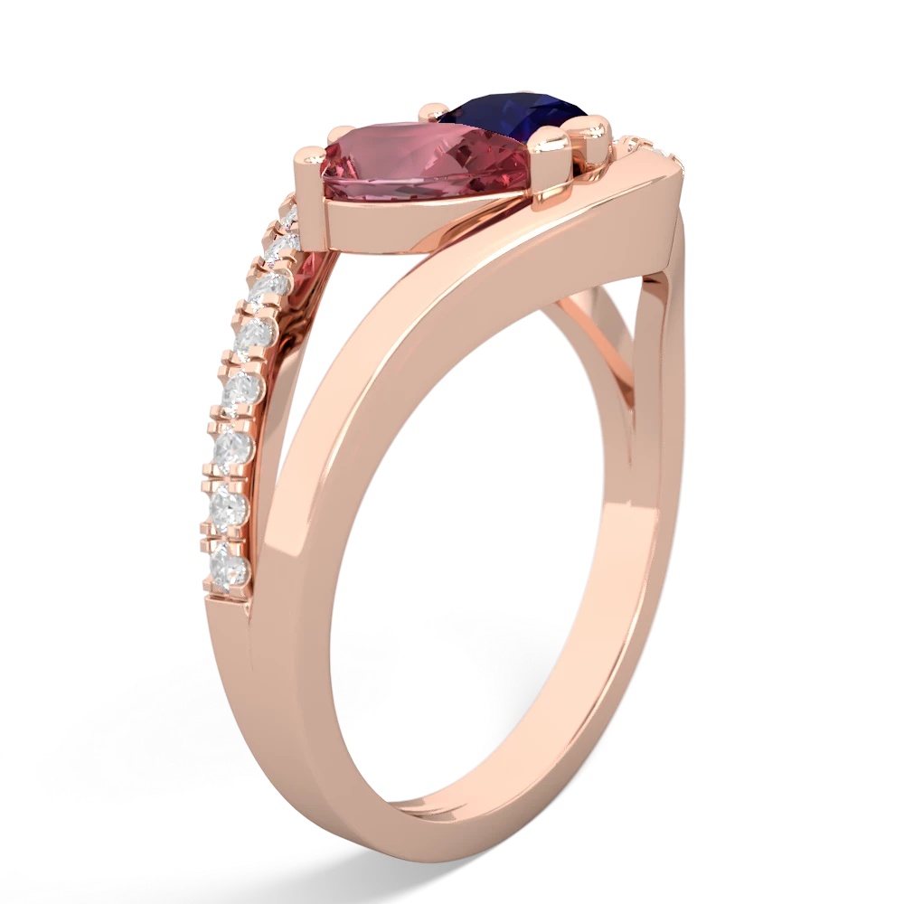 Pink Tourmaline Nestled Heart Keepsake 14K Rose Gold ring R5650