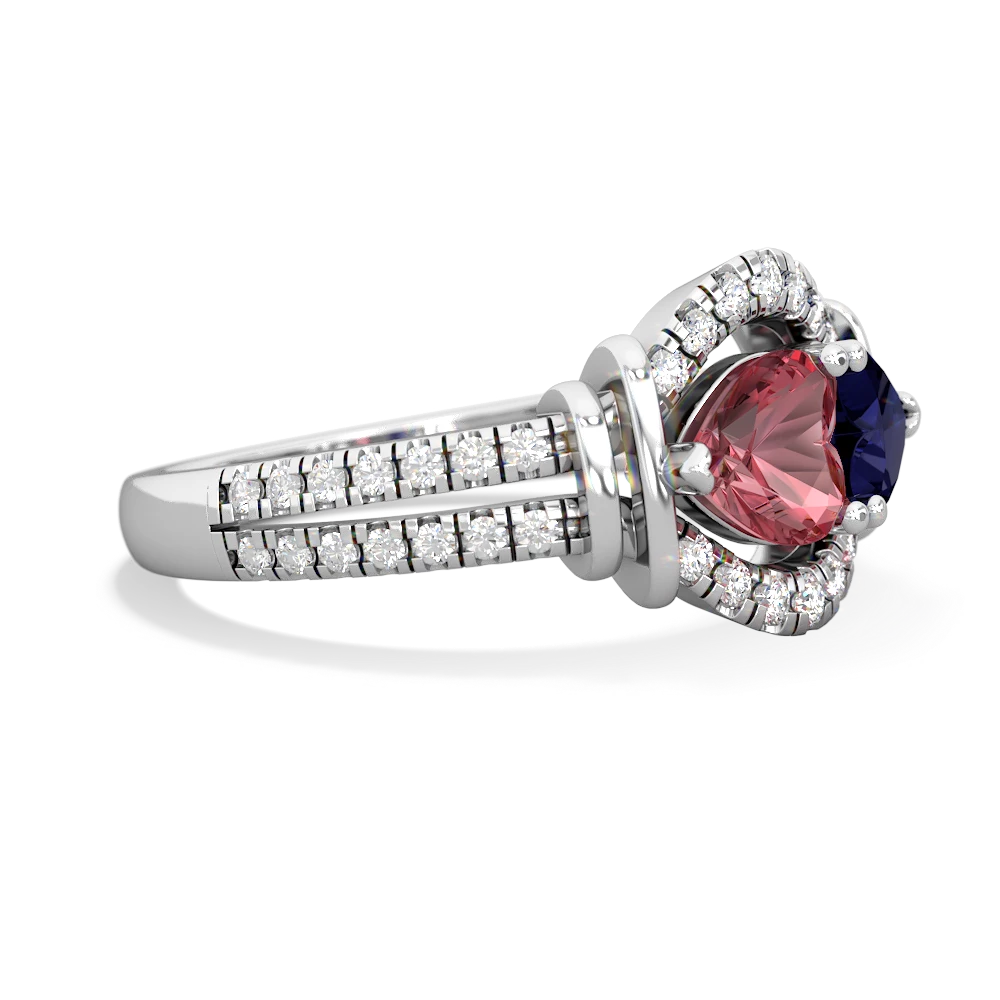 Pink Tourmaline Art-Deco Keepsake 14K White Gold ring R5630