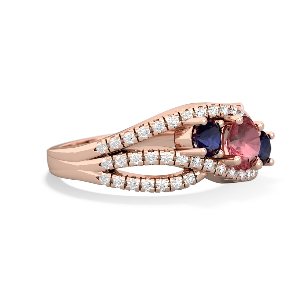 Pink Tourmaline Three Stone Aurora 14K Rose Gold ring R3080