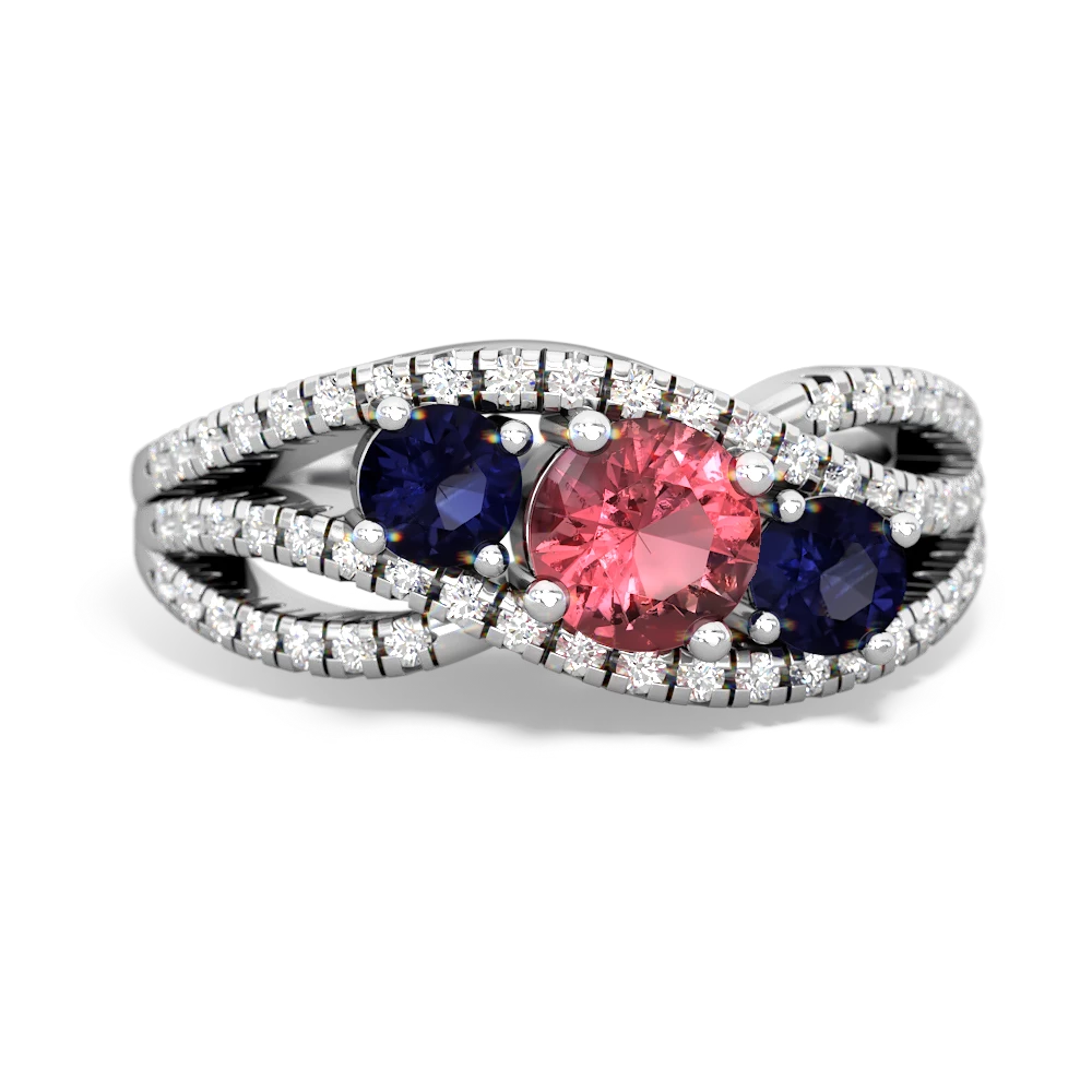 Pink Tourmaline Three Stone Aurora 14K White Gold ring R3080