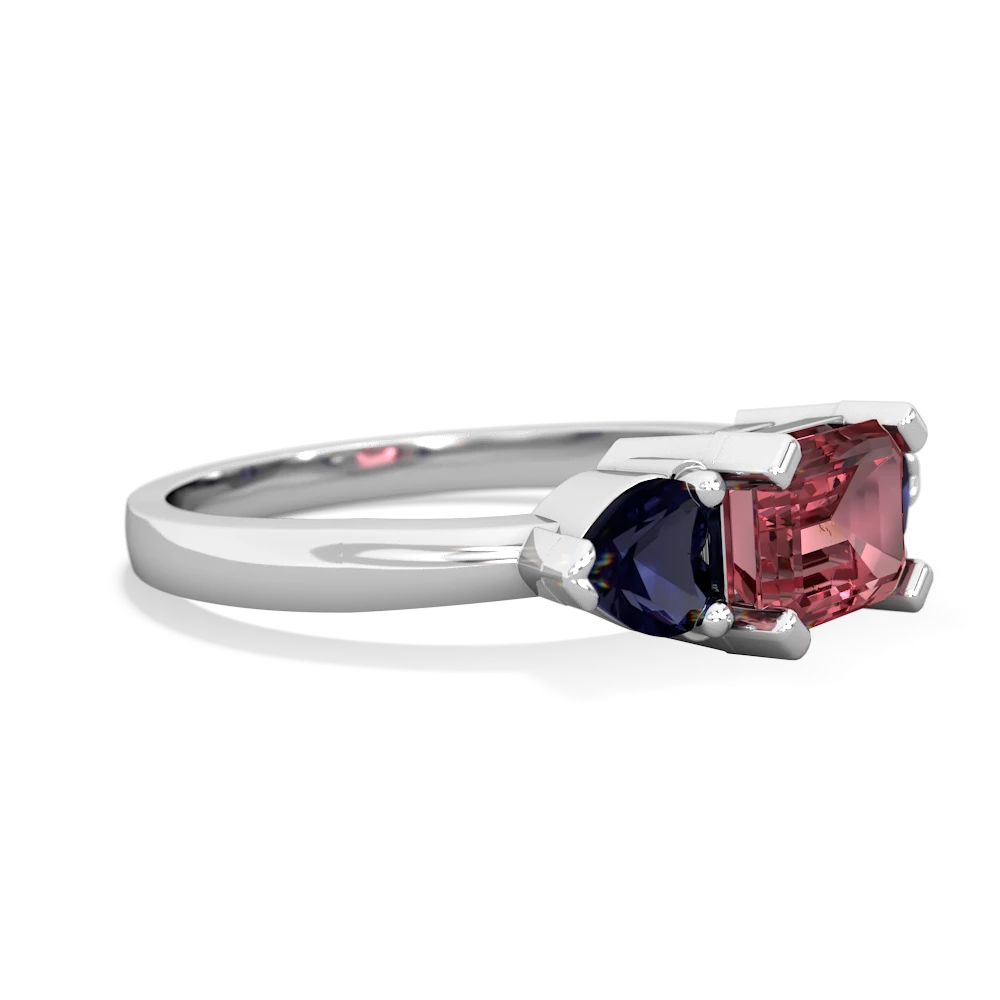 Pink Tourmaline Three Stone 14K White Gold ring R5235