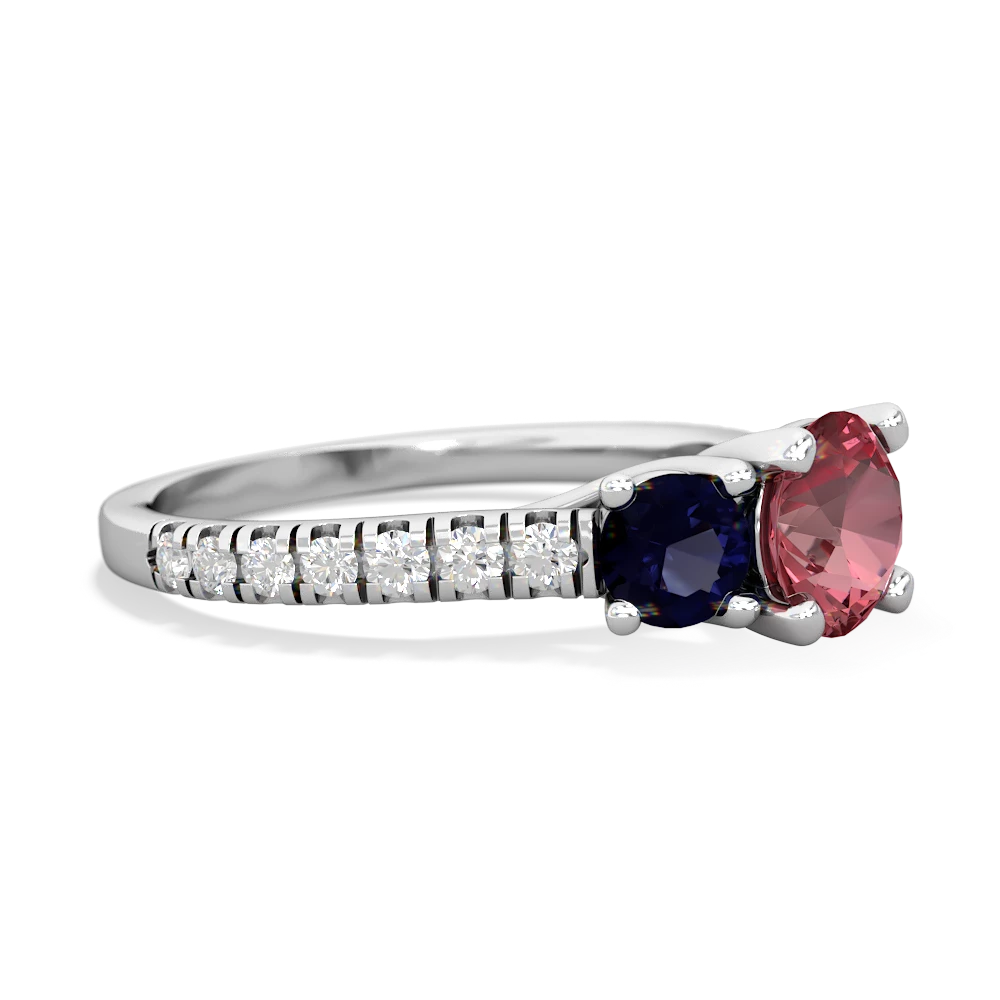 Pink Tourmaline Pave Trellis 14K White Gold ring R5500