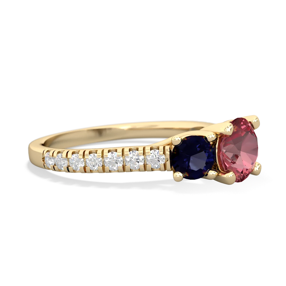 Pink Tourmaline Pave Trellis 14K Yellow Gold ring R5500