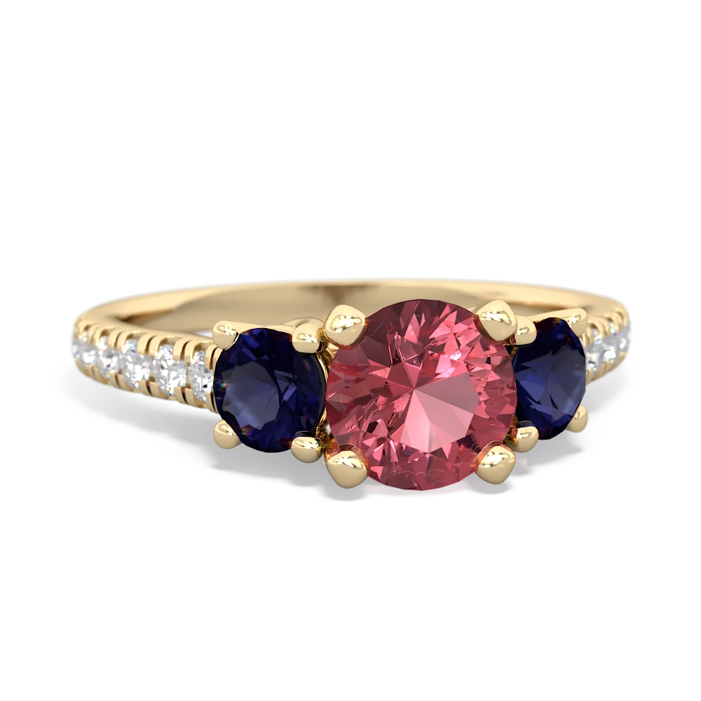 Pink Tourmaline Pave Trellis 14K Yellow Gold ring R5500