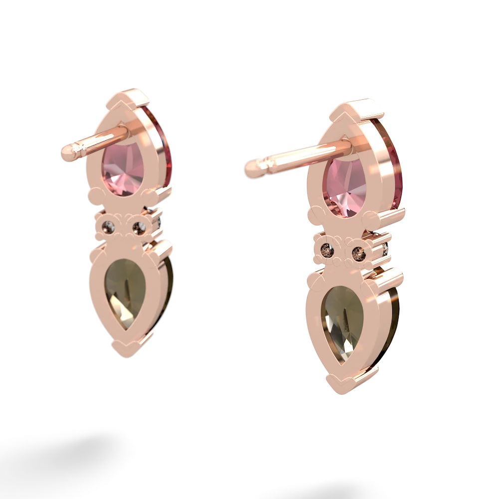 Pink Tourmaline Bowtie Drop 14K Rose Gold earrings E0865