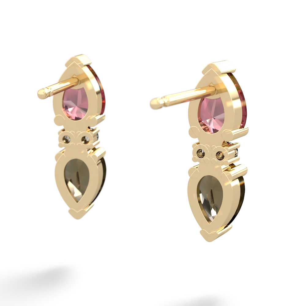 Pink Tourmaline Bowtie Drop 14K Yellow Gold earrings E0865