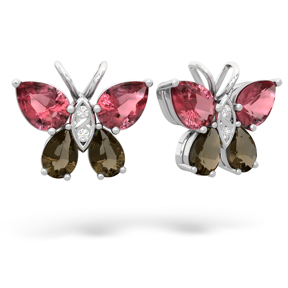 Pink Tourmaline Butterfly 14K White Gold earrings E2215