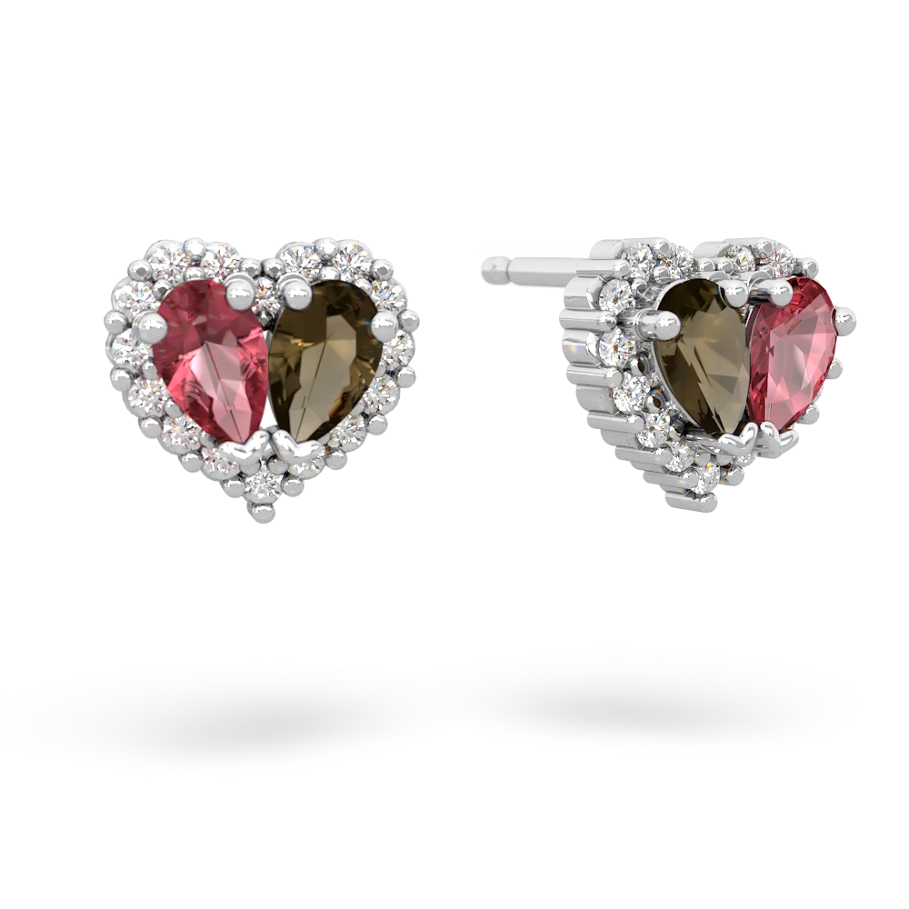 Pink Tourmaline Halo 14K White Gold earrings E7008