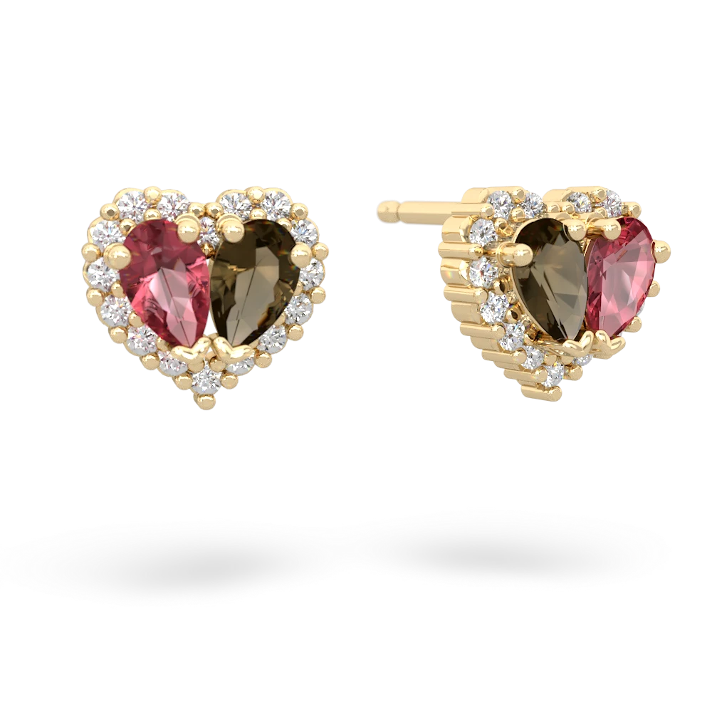 Pink Tourmaline Halo 14K Yellow Gold earrings E7008