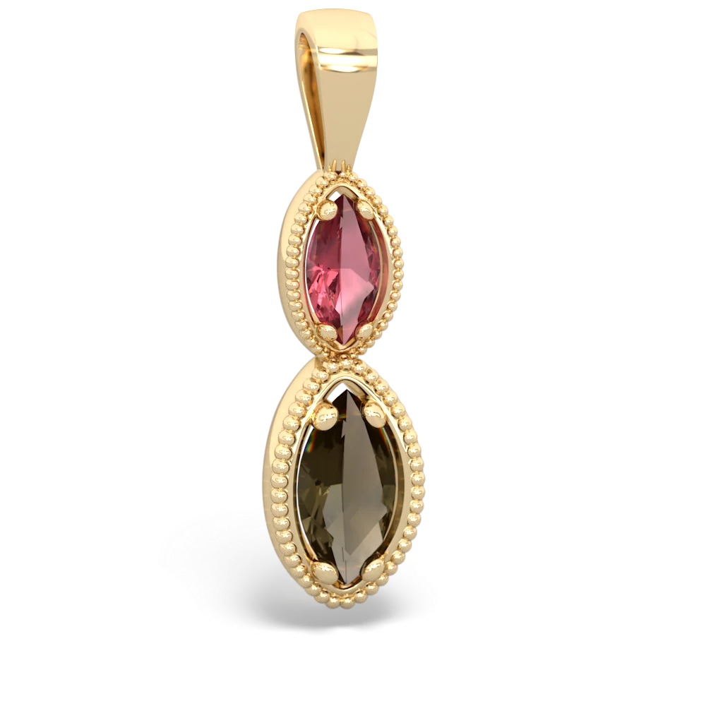 Pink Tourmaline Antique-Style Halo 14K Yellow Gold pendant P5700