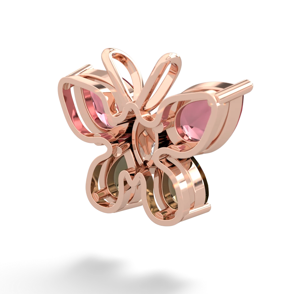 Pink Tourmaline Butterfly 14K Rose Gold pendant P2215