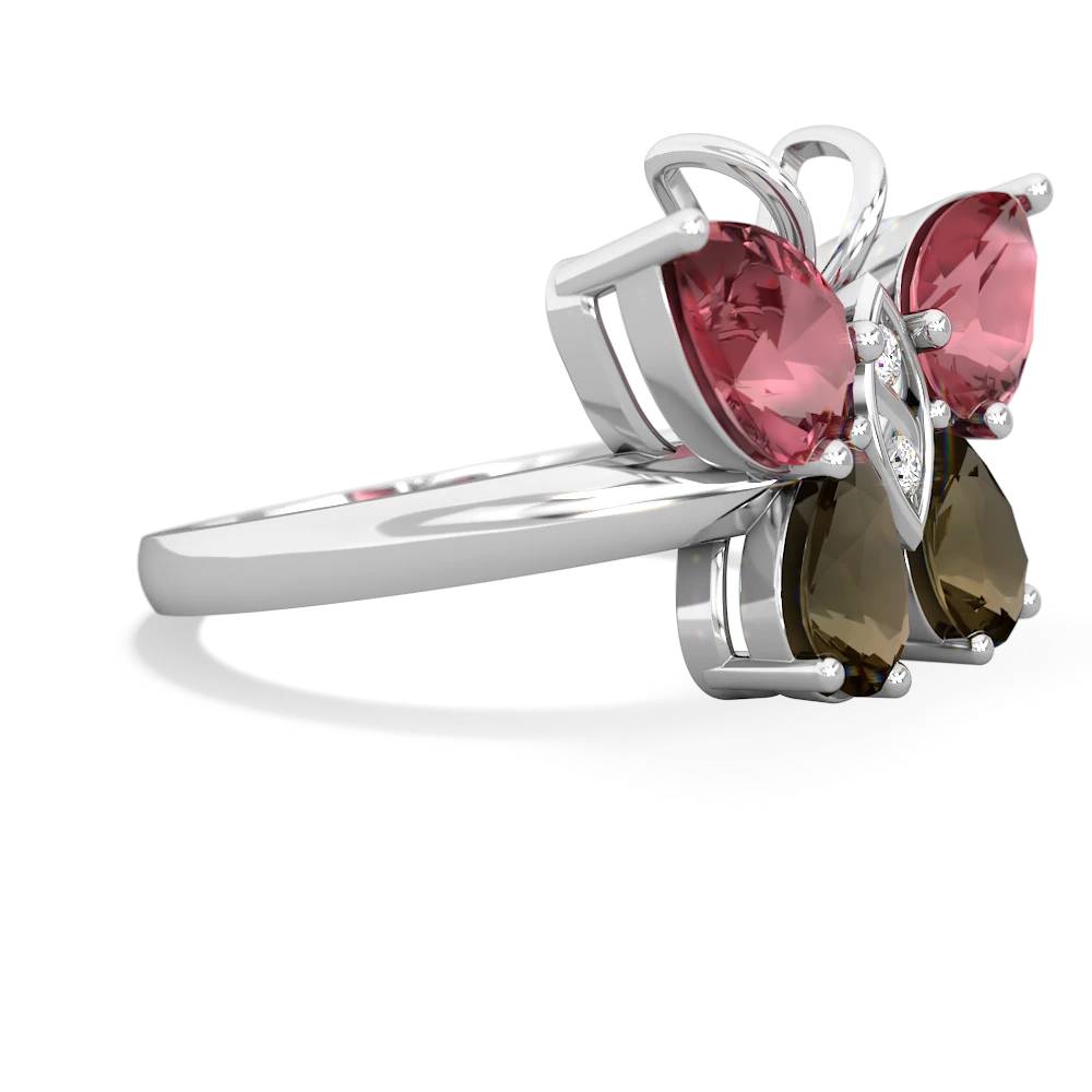 Pink Tourmaline Butterfly 14K White Gold ring R2215