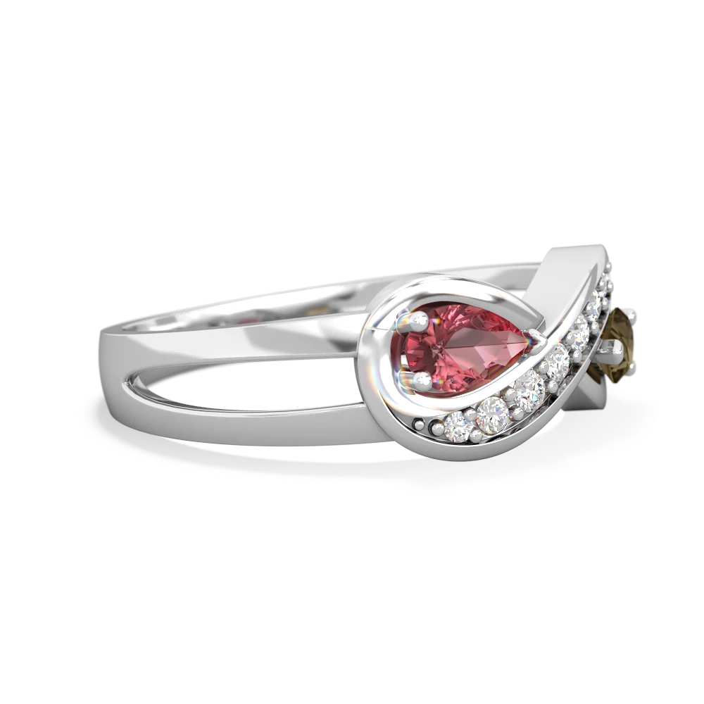 Pink Tourmaline Diamond Infinity 14K White Gold ring R5390