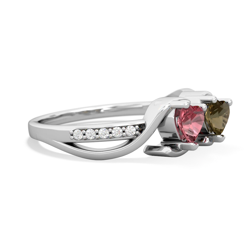 Pink Tourmaline Side By Side 14K White Gold ring R3090