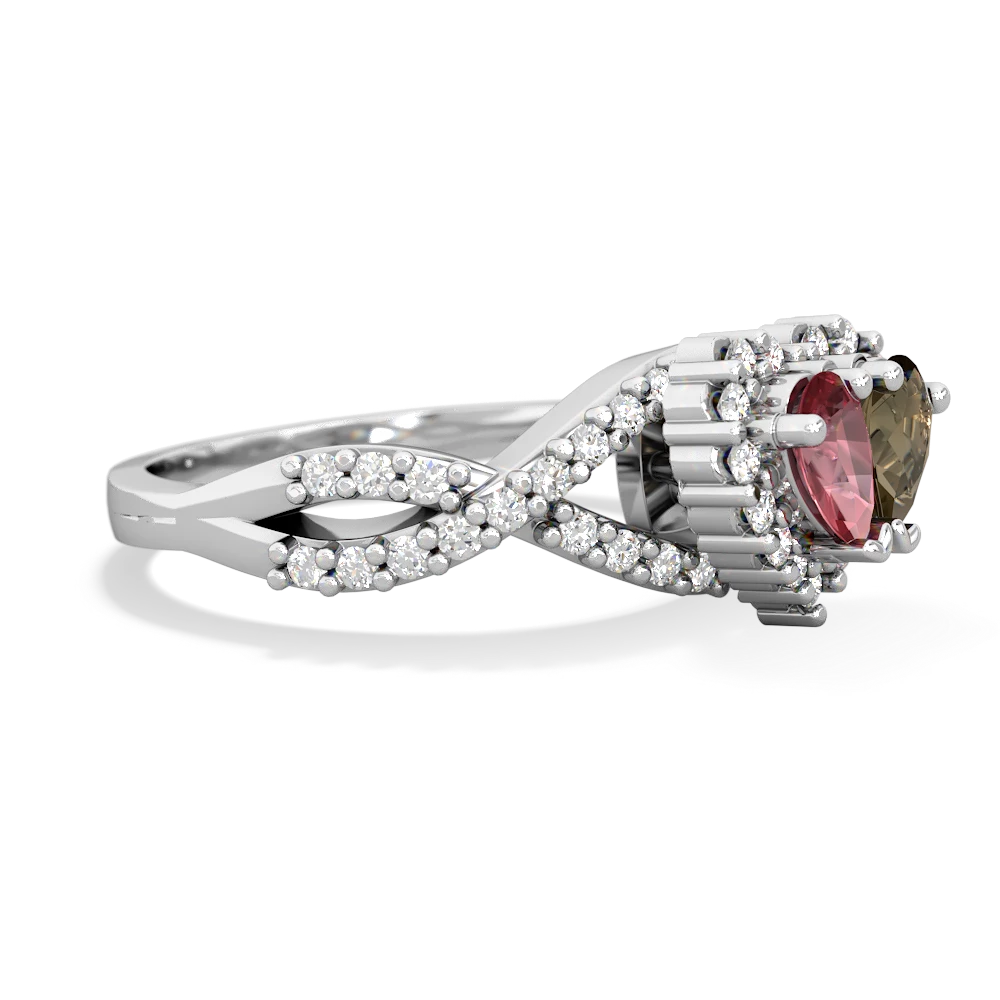 Pink Tourmaline Diamond Twist 'One Heart' 14K White Gold ring R2640HRT