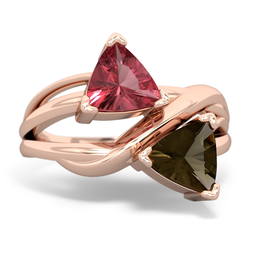 Pink Tourmaline Split Band Swirl 14K Rose Gold ring R2341