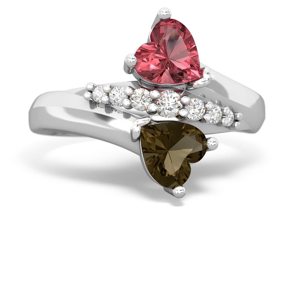 Pink Tourmaline Heart To Heart 14K White Gold ring R2064