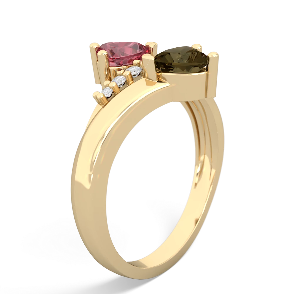 Pink Tourmaline Heart To Heart 14K Yellow Gold ring R2064