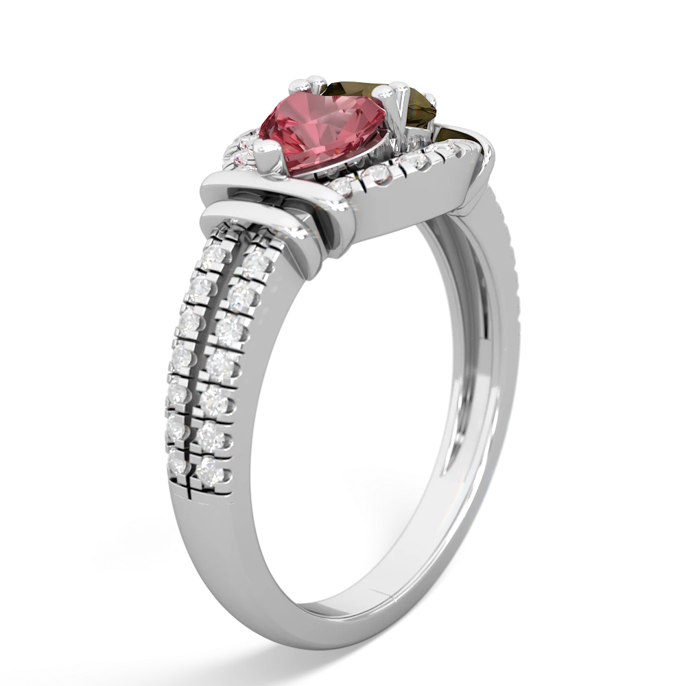 Pink Tourmaline Art-Deco Keepsake 14K White Gold ring R5630