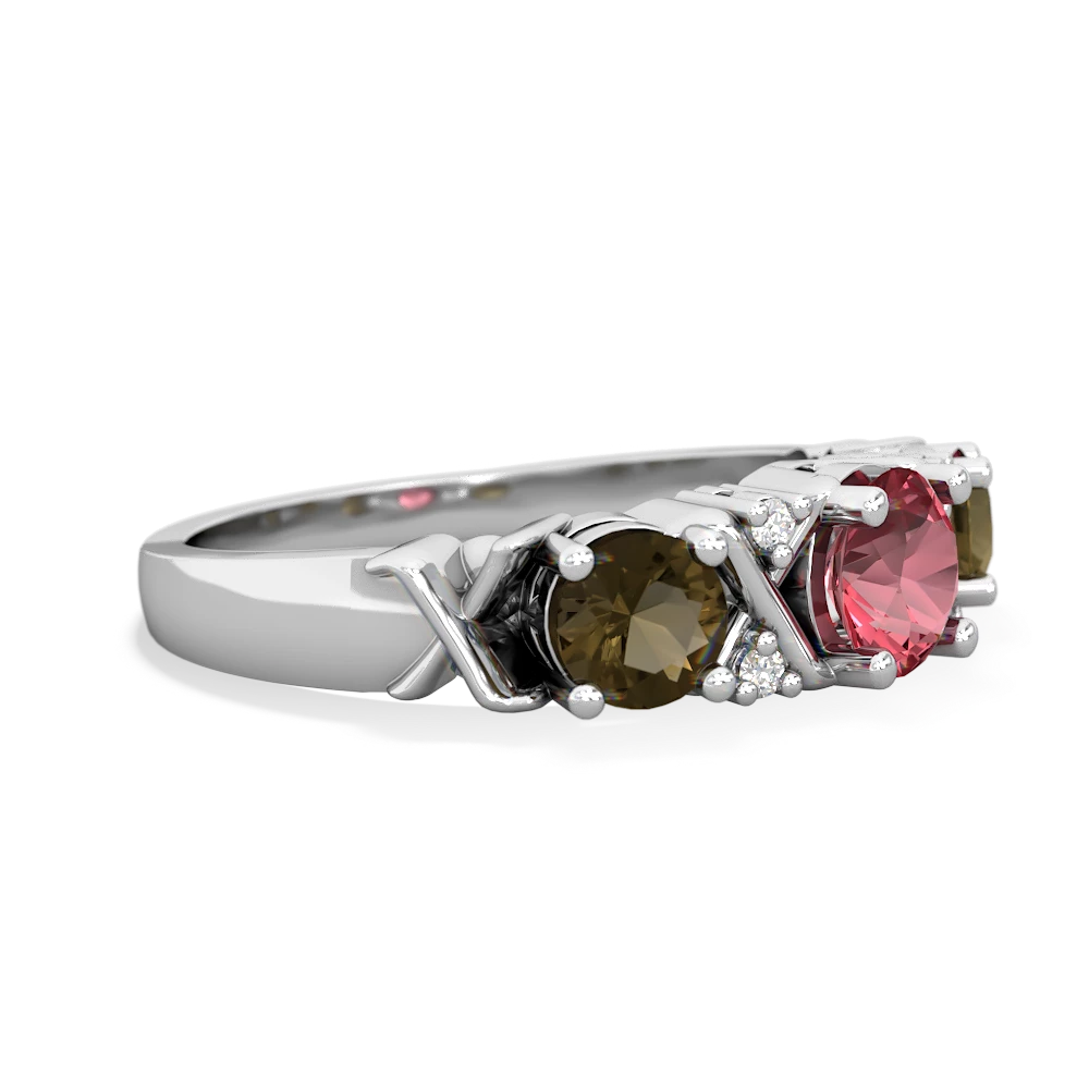 Pink Tourmaline Hugs And Kisses 14K White Gold ring R5016