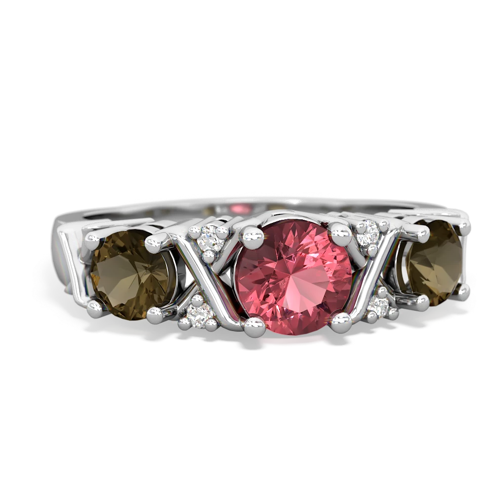 Pink Tourmaline Hugs And Kisses 14K White Gold ring R5016