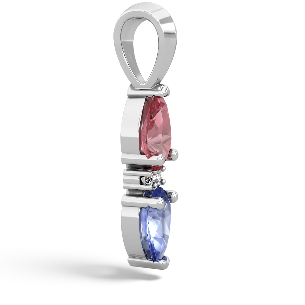 Pink Tourmaline Bowtie Drop 14K White Gold pendant P0865