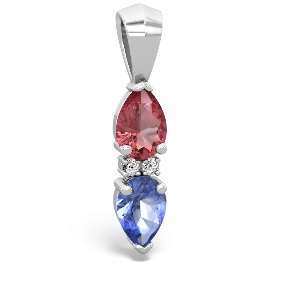 Pink Tourmaline Bowtie Drop 14K White Gold pendant P0865