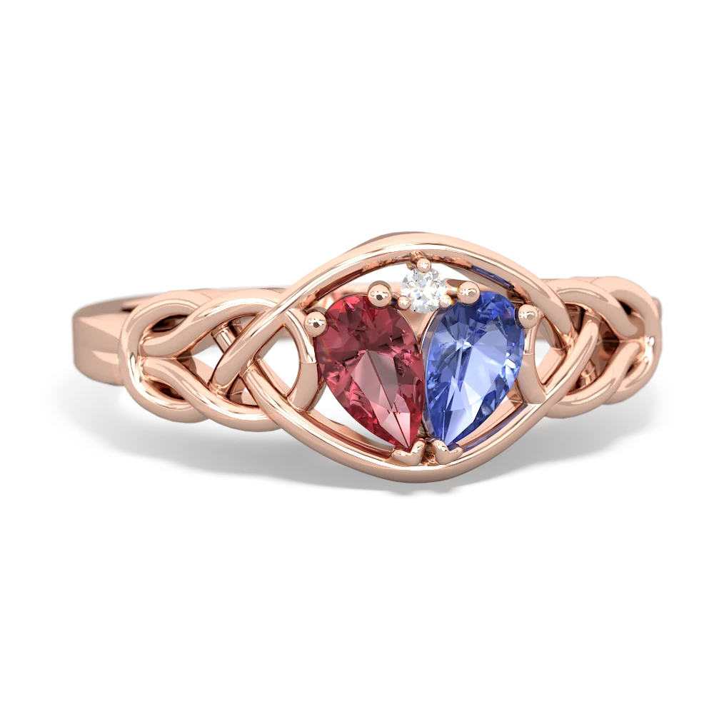 Pink Tourmaline Celtic Love Knot 14K Rose Gold ring R5420