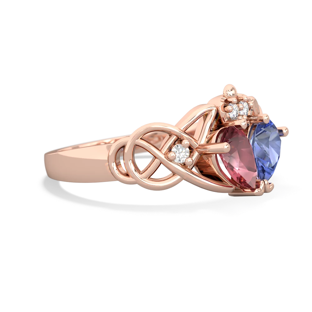 Pink Tourmaline 'One Heart' Celtic Knot Claddagh 14K Rose Gold ring R5322