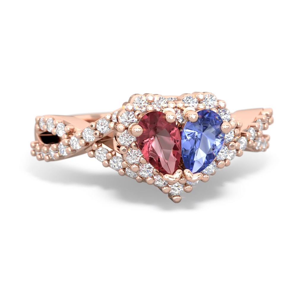 Pink Tourmaline Diamond Twist 'One Heart' 14K Rose Gold ring R2640HRT