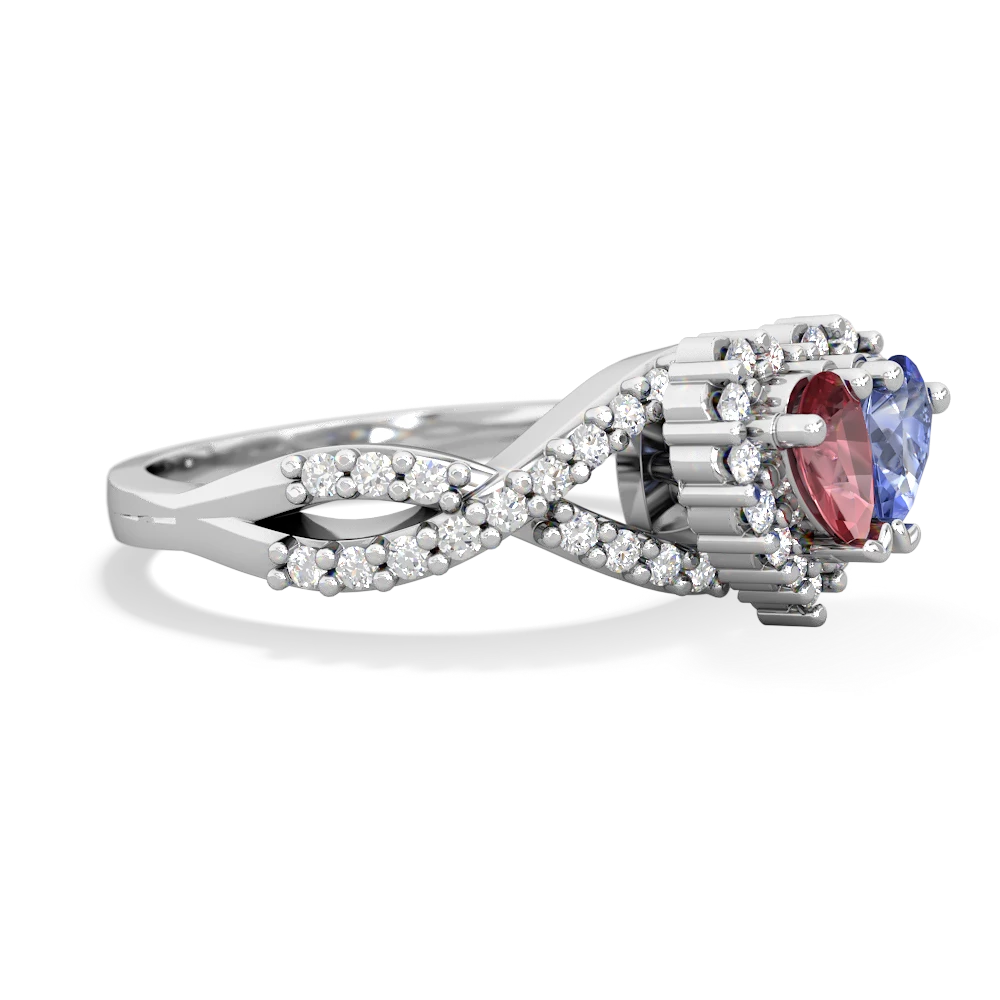 Pink Tourmaline Diamond Twist 'One Heart' 14K White Gold ring R2640HRT