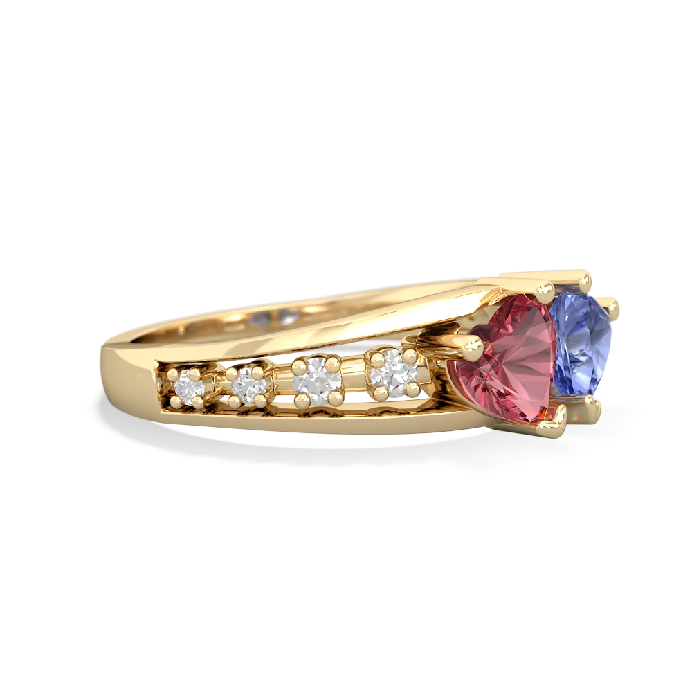 Pink Tourmaline Heart To Heart 14K Yellow Gold ring R3342