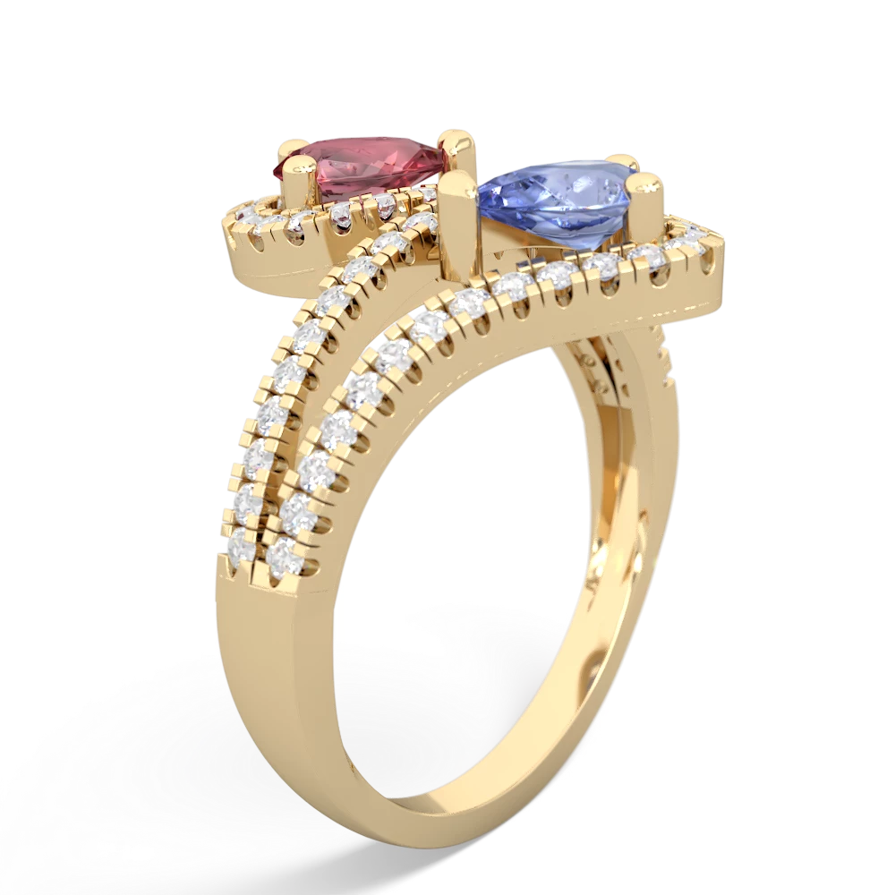 Pink Tourmaline Diamond Dazzler 14K Yellow Gold ring R3000