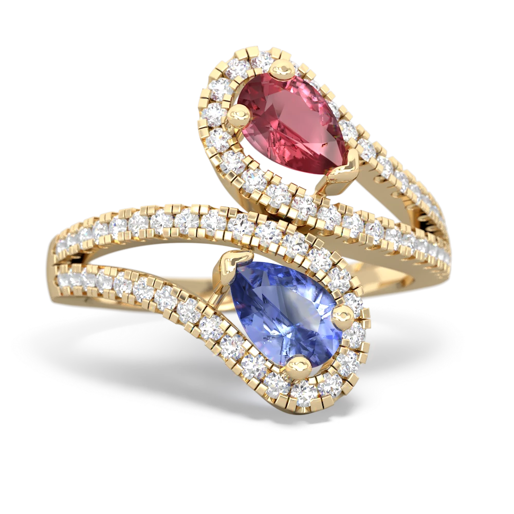 Pink Tourmaline Diamond Dazzler 14K Yellow Gold ring R3000