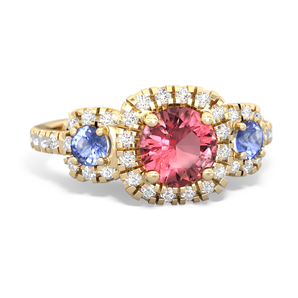 Pink Tourmaline Regal Halo 14K Yellow Gold ring R5350