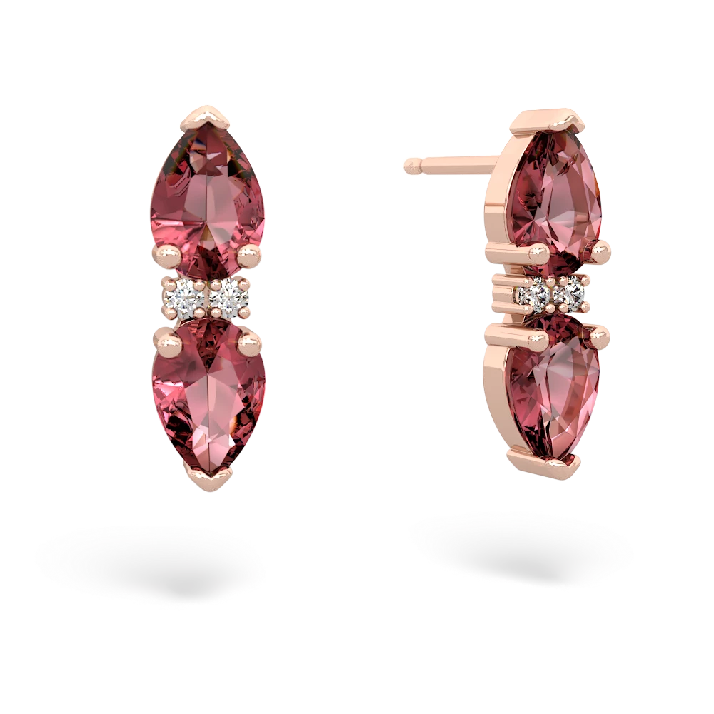 Pink Tourmaline Bowtie Drop 14K Rose Gold earrings E0865