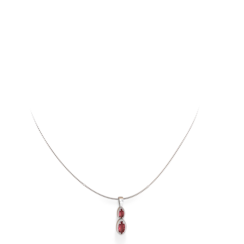 Pink Tourmaline Antique-Style Halo 14K White Gold pendant P5700