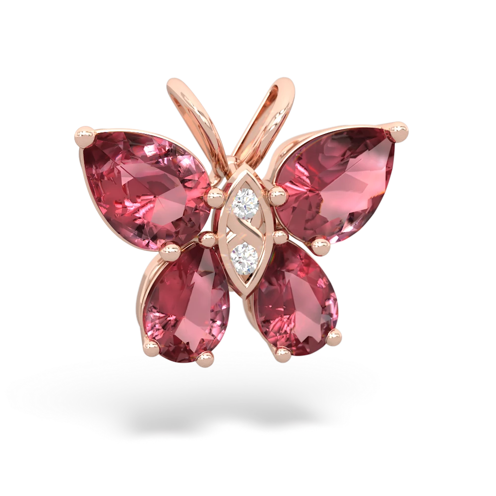 Pink Tourmaline Butterfly 14K Rose Gold pendant P2215