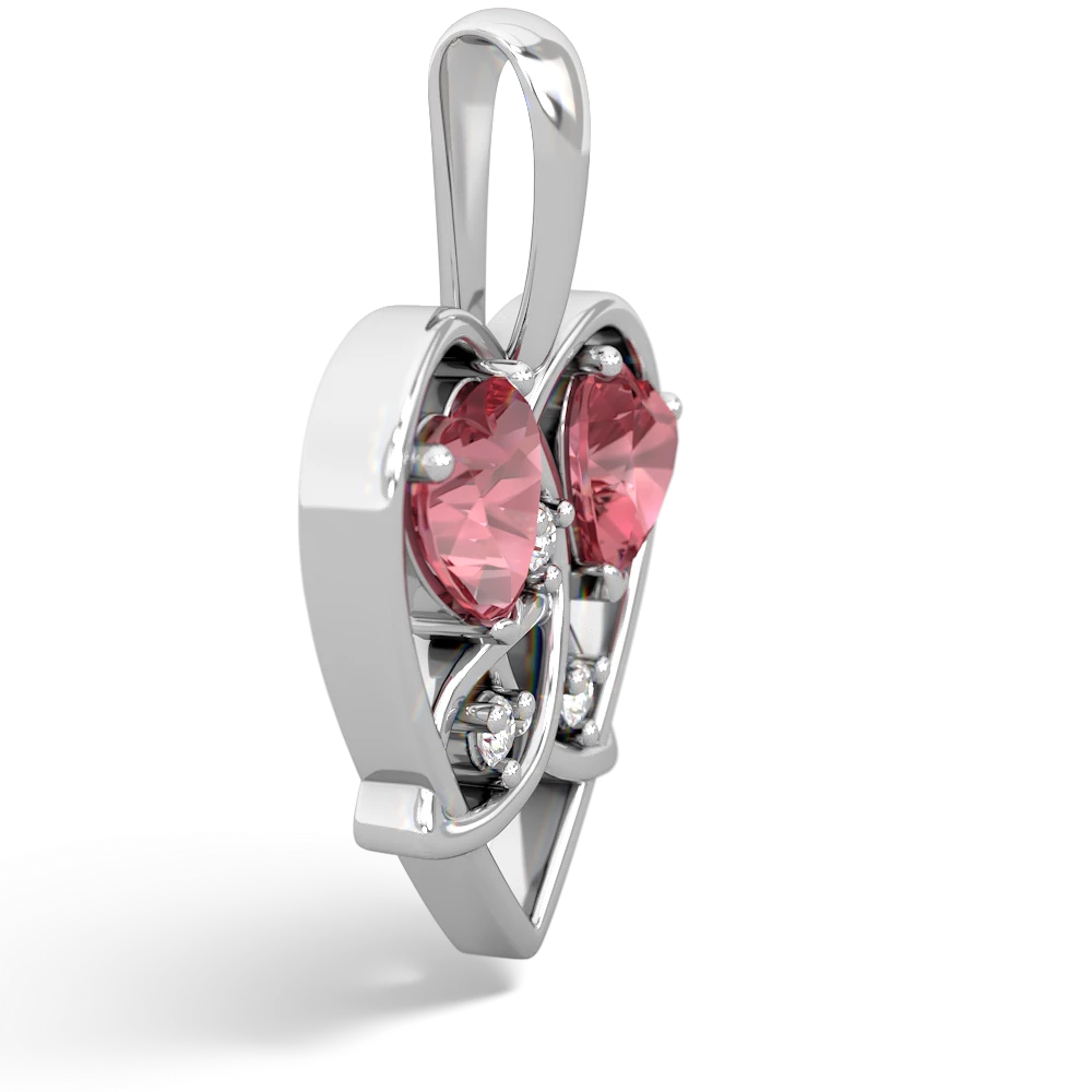 Pink Tourmaline Celtic Trinity Heart 14K White Gold pendant P5331