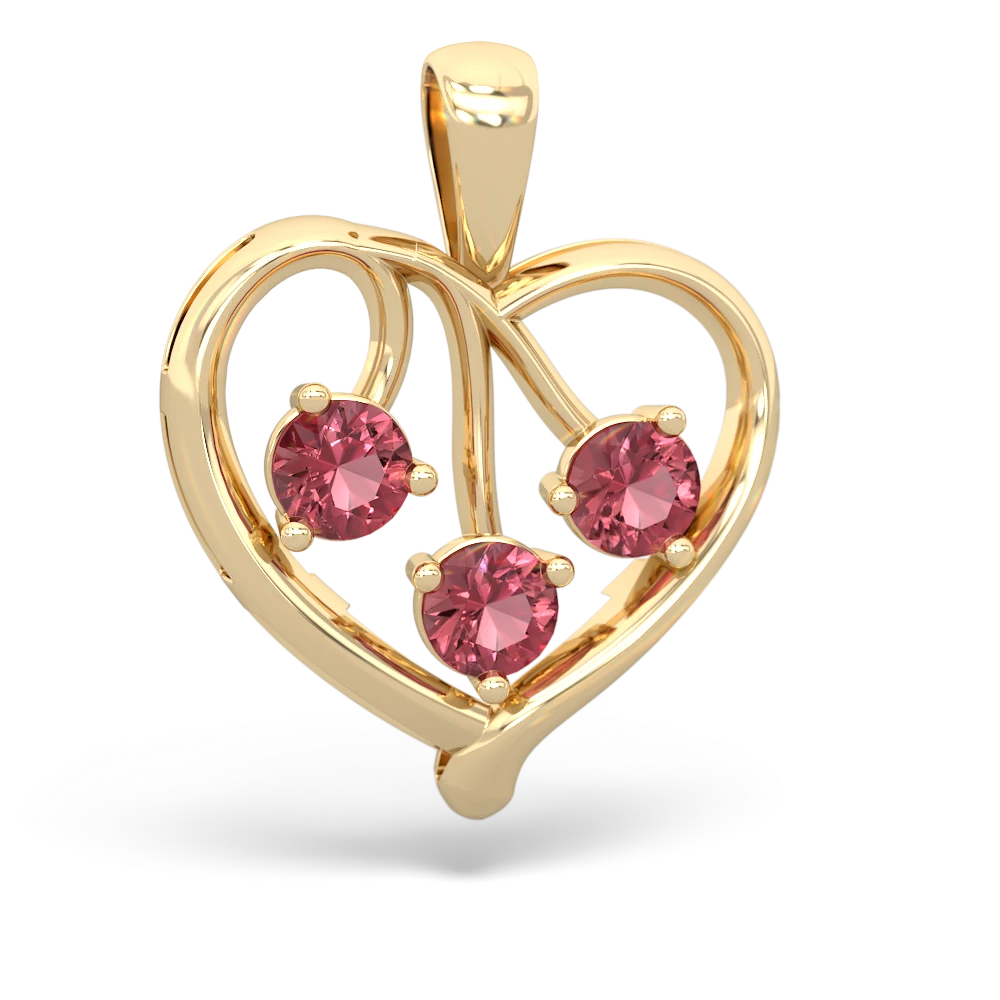 Pink Tourmaline Glowing Heart 14K Yellow Gold pendant P2233