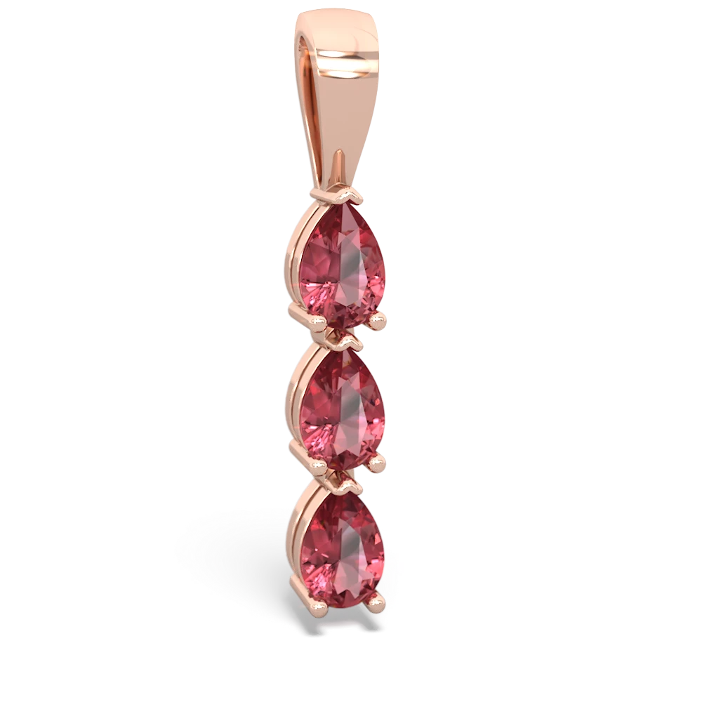 Lab Pink Sapphire Dew Drops 14K Rose Gold pendant P2251