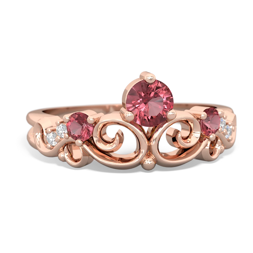 Lab Pink Sapphire Crown Keepsake 14K Rose Gold ring R5740