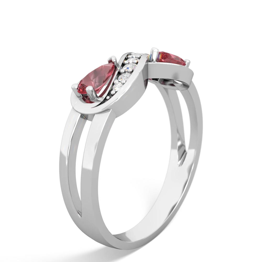 Pink Tourmaline Diamond Infinity 14K White Gold ring R5390