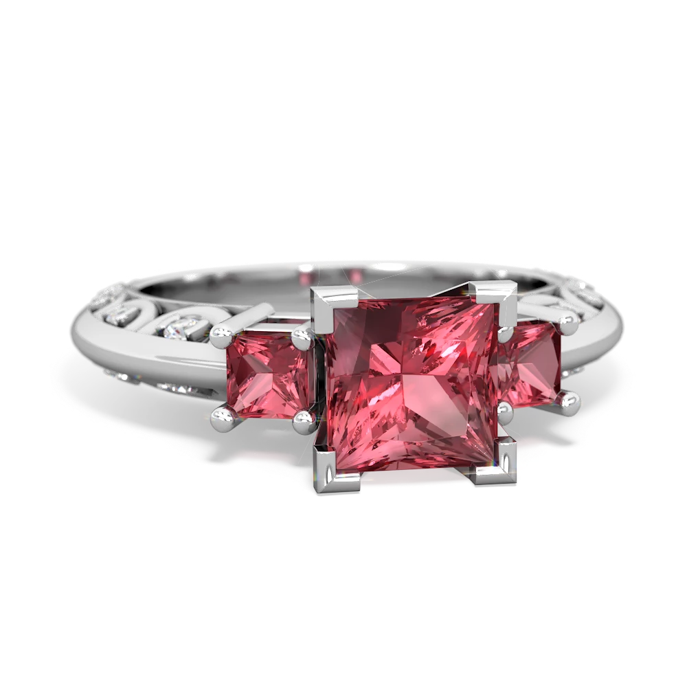 Lab Pink Sapphire Eternal Embrace Engagement 14K White Gold ring C2001