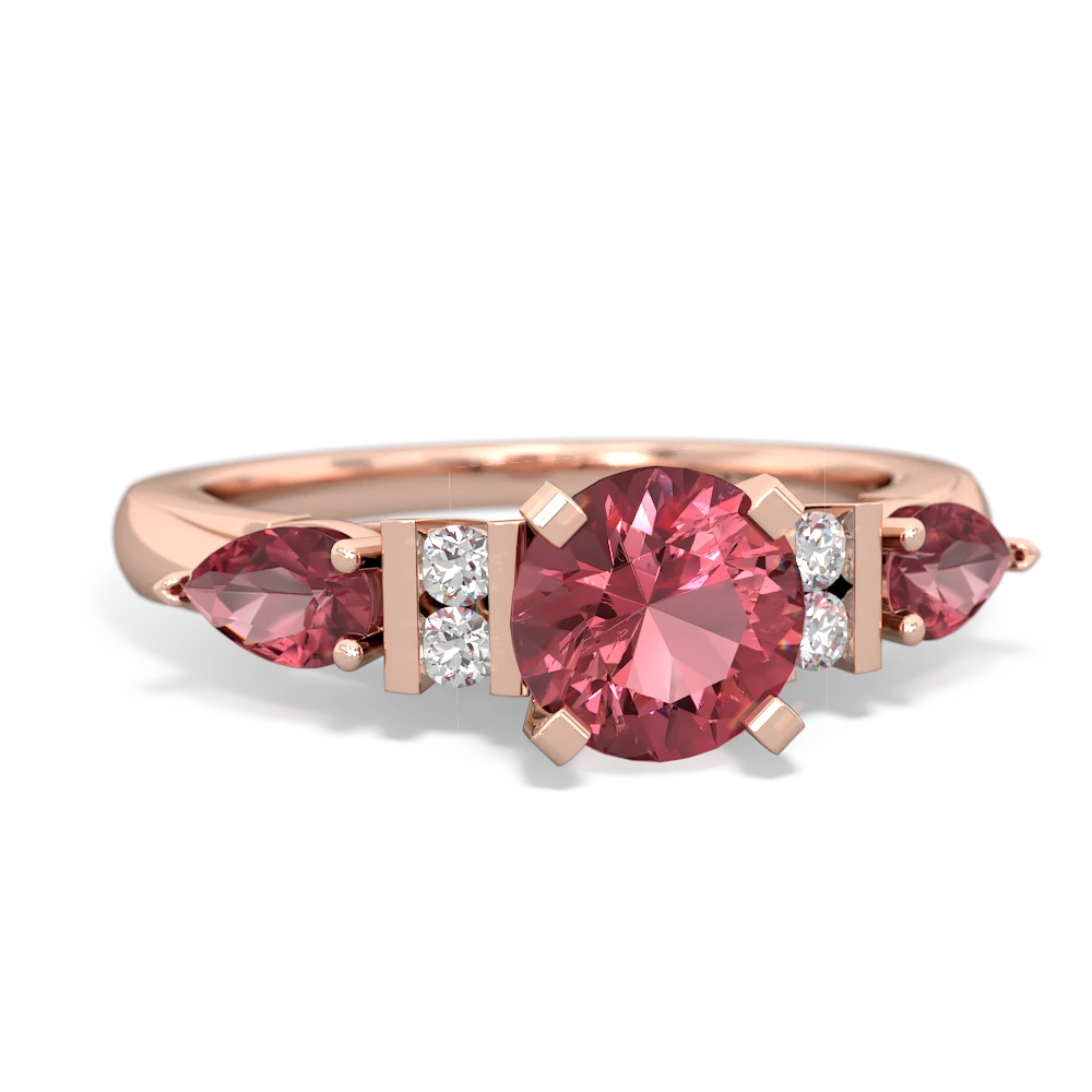 Lab Ruby 6Mm Round Eternal Embrace Engagement 14K Rose Gold ring R2005