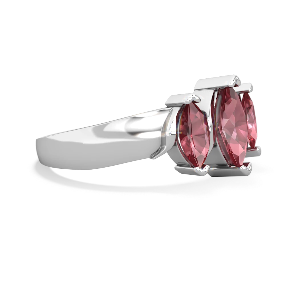 Lab Ruby Three Peeks 14K White Gold ring R2433