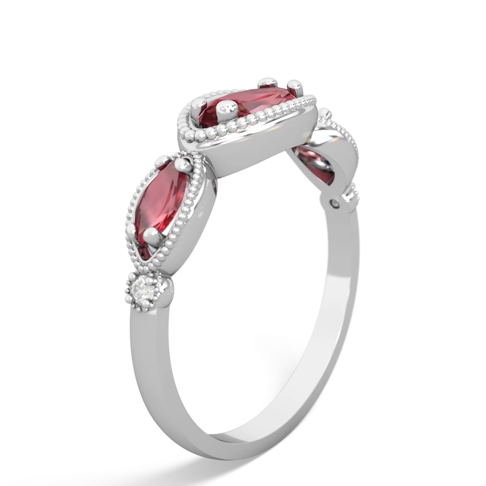 Lab Ruby Milgrain Marquise 14K White Gold ring R5700