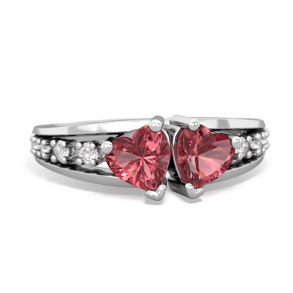 Pink Tourmaline Heart To Heart 14K White Gold ring R3342