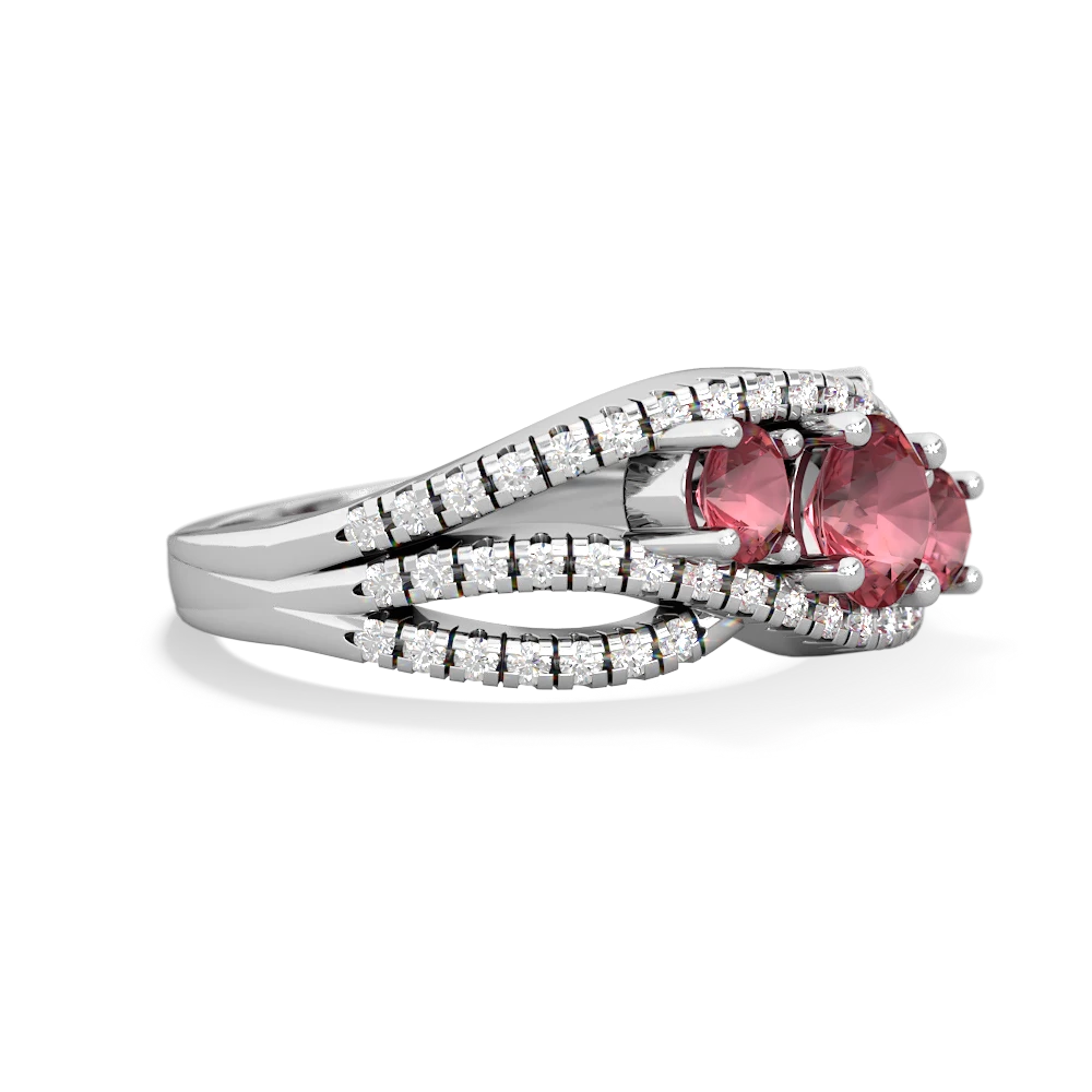 Lab Pink Sapphire Three Stone Aurora 14K White Gold ring R3080