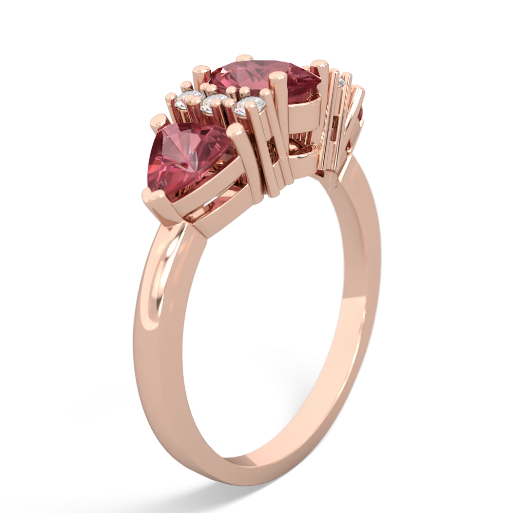 Lab Pink Sapphire Antique Style Three Stone 14K Rose Gold ring R2186